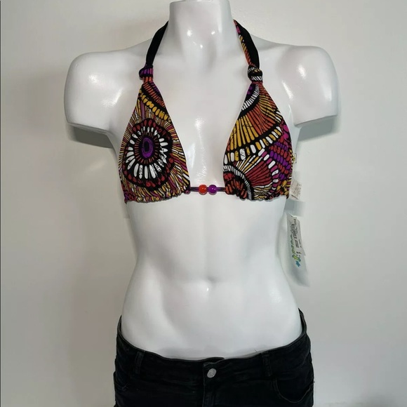 Point Conception Reversible 🌸 Floral Geometric Triangle Swimsuit Bikini Medium - Picture 4 of 9